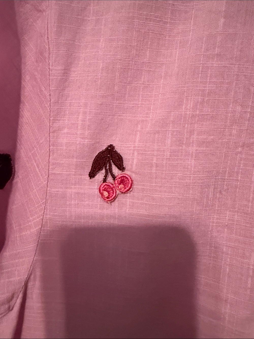 Maeve for Anthropologie Lilac Pink Button-Down Shirt with Cherry Embroidery - Picture 8 of 9